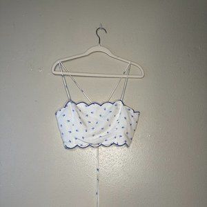 H&M Lace-up Bando Linen Crop Top